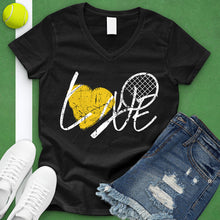 Load image into Gallery viewer, LOVE Tennis Racket V-Neck Tee