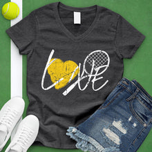 Load image into Gallery viewer, LOVE Tennis Racket V-Neck Tee