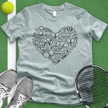 Load image into Gallery viewer, Tennis Variety Equipment Heart Tee