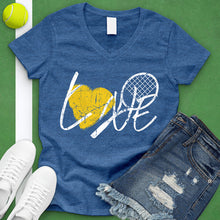 Load image into Gallery viewer, LOVE Tennis Racket V-Neck Tee