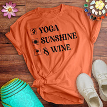 Load image into Gallery viewer, Yoga Sunshine Wine Tee