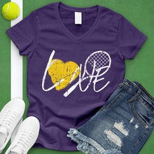 Load image into Gallery viewer, LOVE Tennis Racket V-Neck Tee