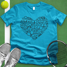 Load image into Gallery viewer, Tennis Variety Equipment Heart Tee