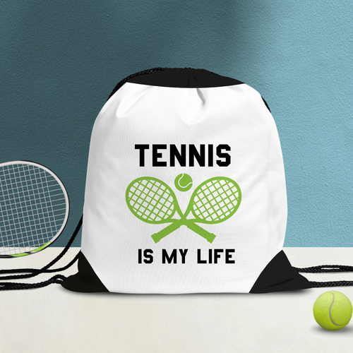 Tennis Is My Life Drawstring Backpack