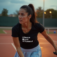 Load image into Gallery viewer, Peace Love Pickleball White Tee
