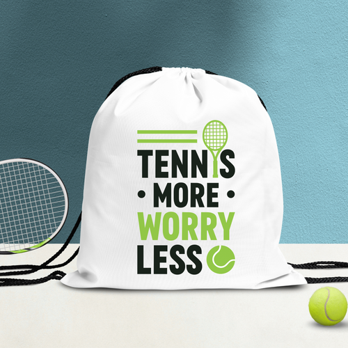 Tennis Drawstring Bag  tennis more worry less 