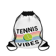 Load image into Gallery viewer, Tennis Vibes Drawstring Backpack closeup view 
