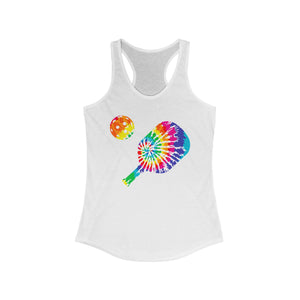 Tie Dye Pickle Ball Tank top White front view