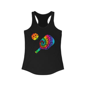 Tie Dye Pickle Ball Tank top black front view