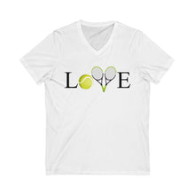 Load image into Gallery viewer, Love Tennis Crossed Racket V-Neck
