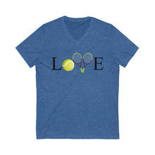 Load image into Gallery viewer, Love Tennis Crossed Racket V-Neck
