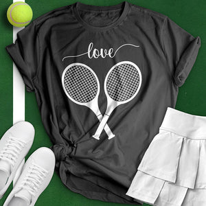 Cursive Love Crossed Tennis Tee