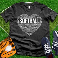 Load image into Gallery viewer, Softball Typography Heart Tee
