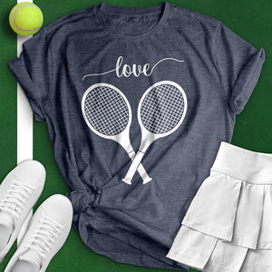 Cursive Love Crossed Tennis Tee