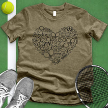 Load image into Gallery viewer, Tennis Variety Equipment Heart Tee
