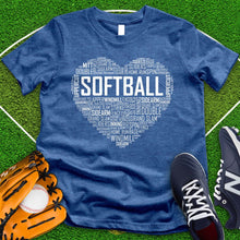 Load image into Gallery viewer, Softball Typography Heart Tee
