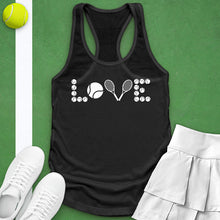 Load image into Gallery viewer, Love Tennis Ball And Racket Tank Top black

