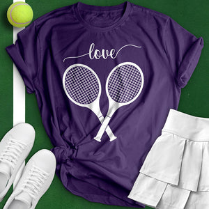 Cursive Love Crossed Tennis Tee
