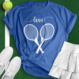 Cursive Love Crossed Tennis Tee