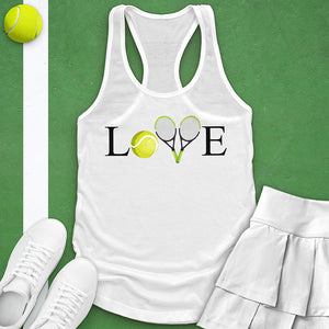 Women’s Love Tennis Racerback Tank Top – Crossed Racket Design
